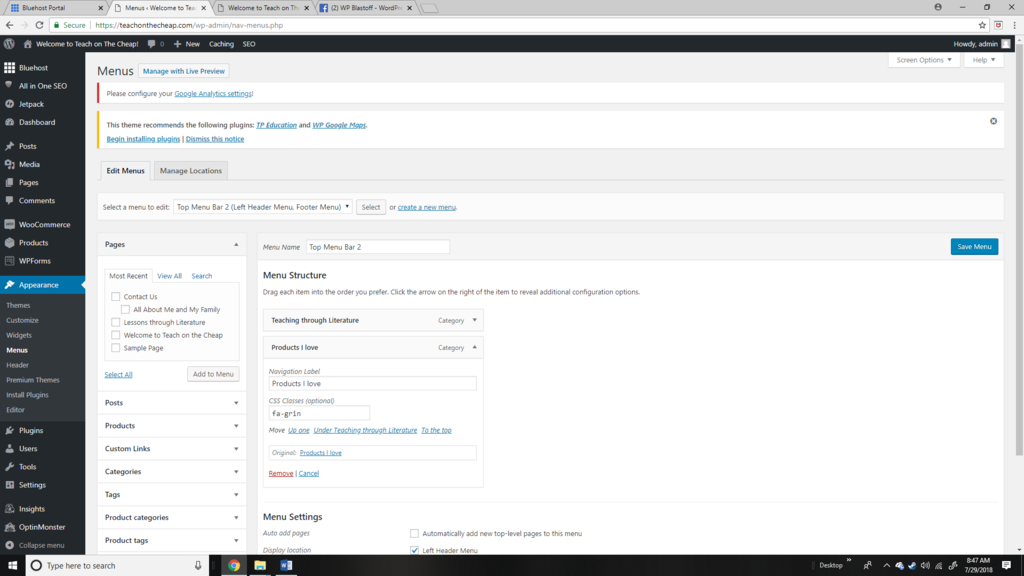 Can't edit Header Topic on Main page Theme Palace